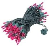 Novelty Lights 50 Feet 100 Bulbs Traditional Incandescent Mini Lights, Pink on Green Wire with 6" Spacing, Commercial Grade and UL Listed for Indoor/Outdoor Use, End-to-End Connectable