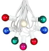 25 Foot G30 Outdoor Patio String Lights with 25 Multi Globe Bulbs – Indoor Outdoor String Lights – Market Bistro Café Hanging String Lights – C7/E12 Base - White Wire