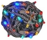 Novelty Lights 25ft 50 LED Multicolor Christmas String Lights, 6" Spacing on Brown Wire, UL Listed IP55 Commercial Grade Xmas Lights for Outdoor/Indoor, Dimmable, Connectable