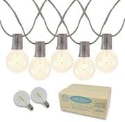 Novelty Lights 100 Feet G50 LED Patio String Light Set with 67 Bulbs, Warm White, Weather Resistant and Shatterproof Replaceable Plastic Globe Bulbs, Brown Wire