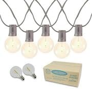 Novelty Lights 25 Feet G40 LED Patio String Light Set with 25 Bulbs, Warm White, Weather Resistant and Shatterproof Replaceable Plastic Globe Bulbs, Brown Wire
