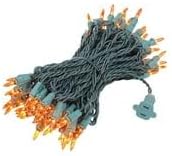 Novelty Lights 50 Feet 100 Bulbs Traditional Incandescent Mini Lights, Amber on Green Wire with 6" Spacing, Commercial Grade and UL Listed for Indoor/Outdoor Use, End-to-End Connectable