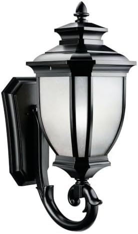 Kichler Salisbury 29" 1 Light Outdoor Wall Light with White Linen Glass in Black