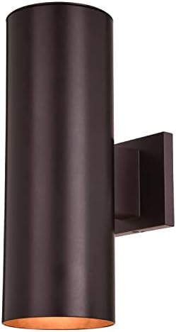 VAXCEL Chiasso Modern Outdoor Porch Light, 5" W x 7.25" H Deep Bronze Cylinder Wall Sconce, Waterproof Dark Sky Wall Light for Porch, Patio, Deck, or Front Door