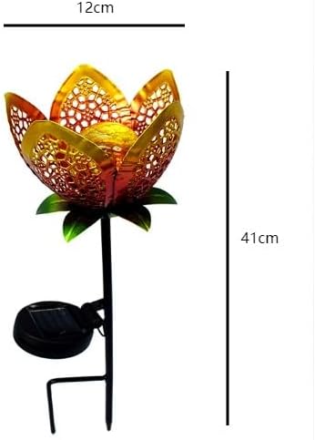 1 Pack Outdoor Solar Tulip Light, Crackle Globe Glass Metal Flower Decorations Lights for Lawn Ornaments, LED Lotus | Lumora