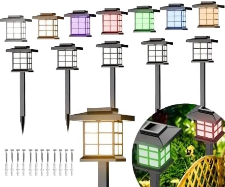 Solar Outdoor Lights,LED Solar Lights Outdoor Waterproof, Solar Walkway Lights Maintain 10 Hours of Lighting for Your Garden, Landscape, (Colored Light-12)