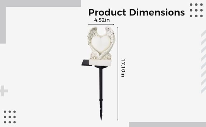 Angel Heart Solar Garden Path Light, Resin Outdoor Decoration, 17.1 In Waterproof Led Pile Light With Heart-Shaped Inscription, For Courtyard Lawn
