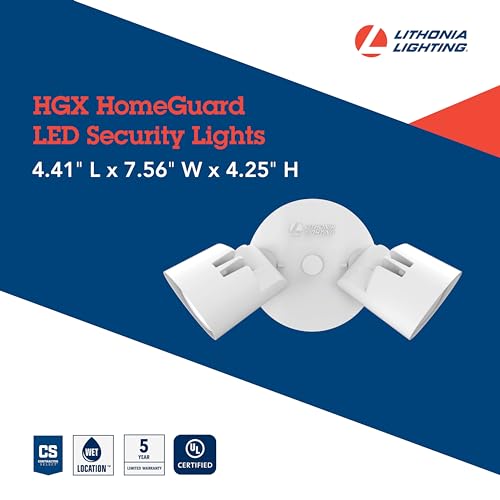 Lithonia Lighting HomeGuard 2-Light LED Outdoor Flood Lights, 4000K, Bronze