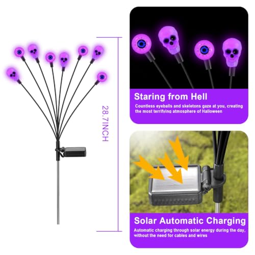 vignuto Halloween Decorations Outdoor, Scary Eyeball Lights,4PACKS 32LED,IP65 Waterproof,Halloween Decor for Garden/Yard/Patio/Lawn/Pathway(Purple)