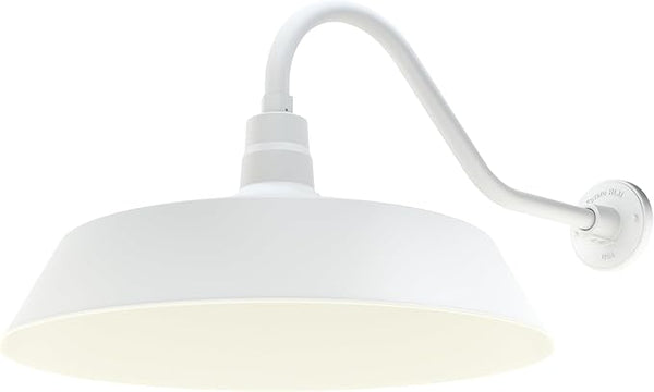 21in. White Oversized Outdoor Gooseneck Barn Light Fixture With 22in. Long Arm - Wall Sconce Farmhouse, Vintage | Lumora