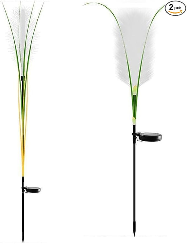 Solar Garden Lights, 2 Pack Solar Fluffy Reed Decorative Lights Outdoor IP65 Waterproof Landscape Decoration | Lumora