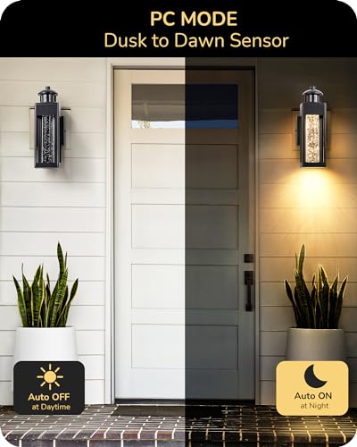 EDISHINE Motion Sensor Dusk to Dawn Outdoor Wall Lights, LED Porch Lights