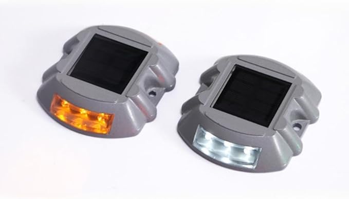 Waterproof LED Solar Deck Lights, 1 Pack Warning Step Lights Durable Driveway Dock Lights, Solar Driveway Marker Lights for Decor Step Pathway Backyard Garden (1, White Always on)