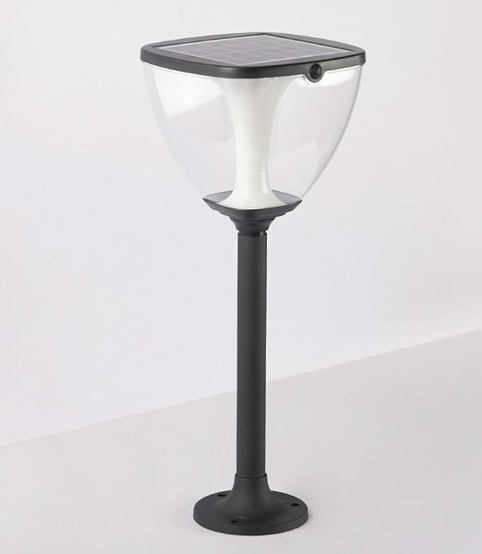 Solar Pathway Light LED Warm Light Landscape Lighting Solar Garden Lights with Clear Shade Black Aluminum Bollard Lights with IP65 Waterproof for Garden Yard Lawn Driveway Patio