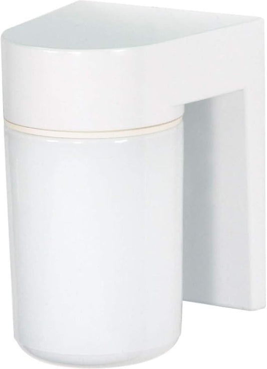 Nuvo Lighting SF77/530 Utility Fixture Die Cast Aluminum Durable Outdoor Wall Mount Porch and Patio Light with White Glass Cylinder, White