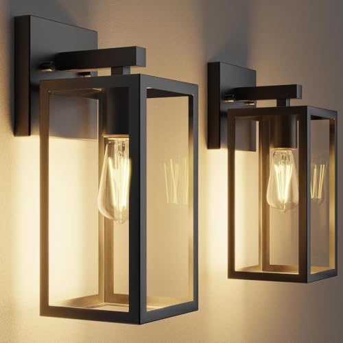 Porch Lights Outdoor Wall Light Fixture, Modern Matte Black Wall Lanterns