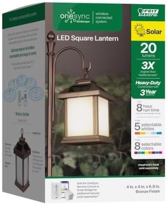 Feit Electric OneSync 4 in. Solar Power Metal Square Hanging Pathway Light Bronze