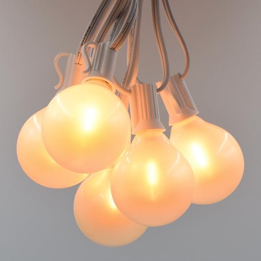 Hometown Evolution, Inc. G50 2" LED White Satin Pearl Outdoor Globe String Lights (White Wire, 25 ft) | Lumora