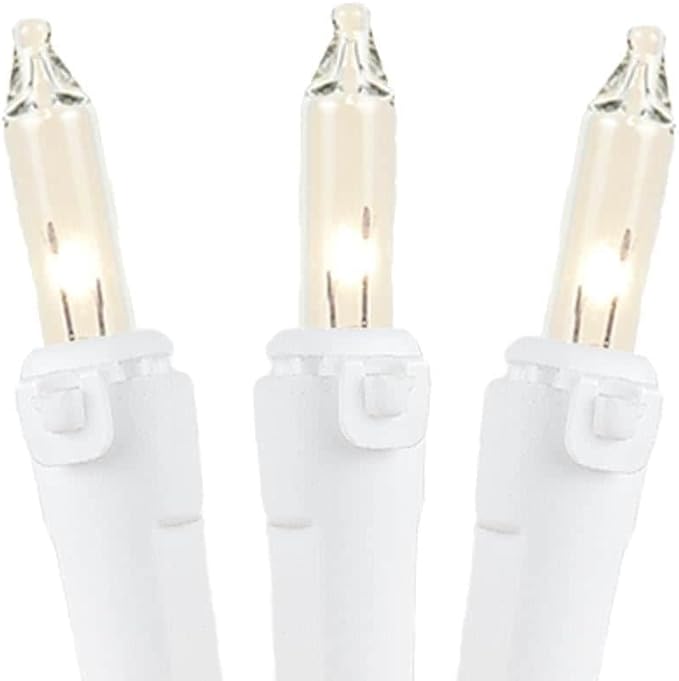 Novelty Lights 34 Feet 100 Bulbs Traditional Incandescent Mini Lights, Clear on Black Wire with 4" Spacing, Commercial Grade and UL Listed for Indoor/Outdoor Use, End-to-End Connectable