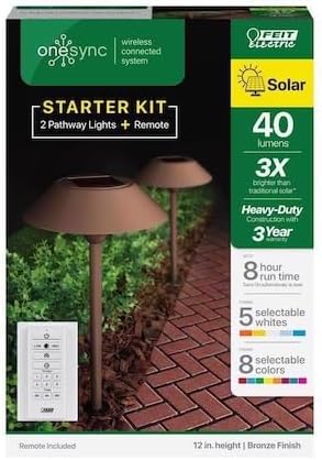 Feit Electric OneSync Bronze Solar Powered 40 W LED Pathway Light 2 pk