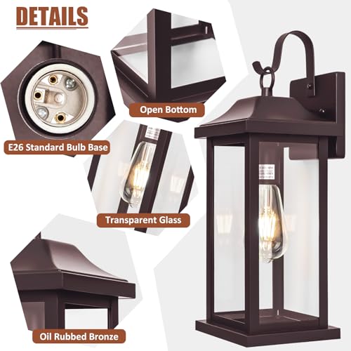 2-Pack Large Bronze Outdoor Light Fixtures for House