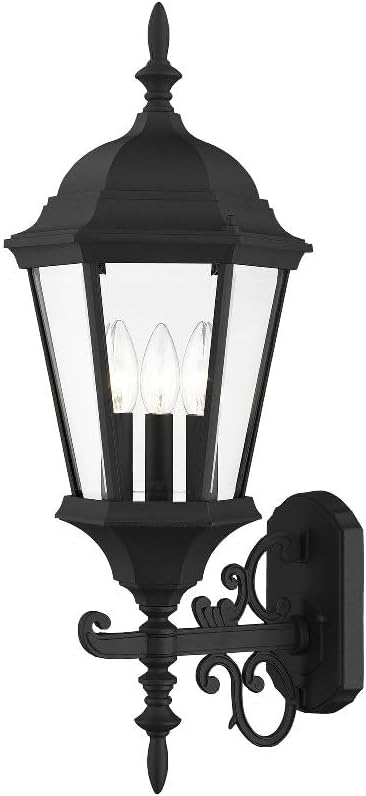 Livex Lighting 7561-14 Outdoor Wall Lantern with Clear Beveled Glass Shades, 23.5" x 9.5", Black | Lumora