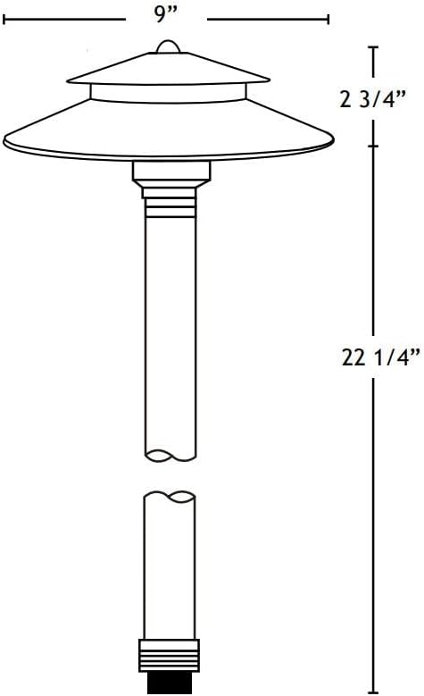 VOLT Stratum Black Brass Two-Tier Path & Area Light (9" Shade, 25" Tall) for Low Voltage Landscape Lighting on | Lumora