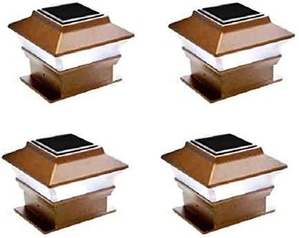 4 Pack Solar Powered Copper Outdoor Garden Deck Patio Fence Pathway Post Light (Brown-SMD) | Lumora