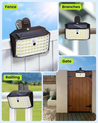 Clip on Solar Lights Outdoor, Motion Sensor Fence Lights