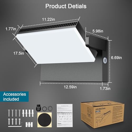 120W Modern Sleek FloodLight 18000LM, 360° Rotatable Dusk to Dawn