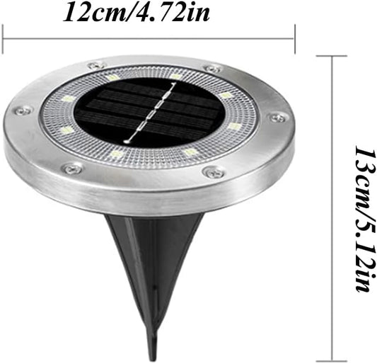 SagaSave 4 Pcs Solar Light with 8 LED Light Beads Outdoor Waterproof Garden Light Pathway Disk Bright in Ground Landscape Lighting for Lawn Patio Yard Steps Deck Walkway (Cool Light)