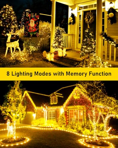 KNONEW 400FT 1200LED Green Wire Outdoor Fairy Lights Plug in Warm White