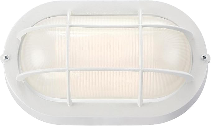 Westinghouse 6113600 Traditional One-Light Dimmable LED Outdoor Wall Light, Textured White Finish, White Glass | Lumora