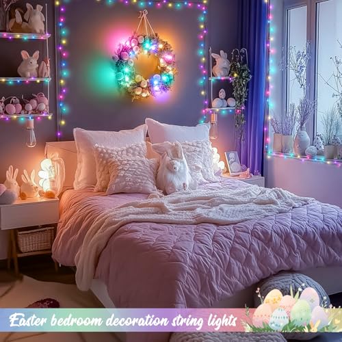 JMEXSUSS 200 LED 66ft Pastel Christmas Lights, Easter String Lights Plug in