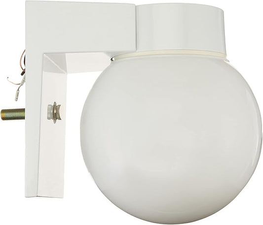 Nuvo Lighting SF77/531 Utility Fixture Die Cast Aluminum Durable Outdoor Wall Mount Porch and Patio Light with White Glass Globe, White