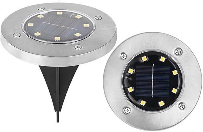 4 Packs Solar Lights Outdoor Garden Ground Lights IP44 Waterproof Solar Powered Pathway Deck Light for Lawn Walkway Yard (Warm 8 LEDs)
