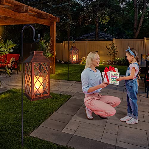 TAKE ME 14" Solar Lanterns Outdoor Garden Lantern Waterproof LED Flickering Flameless Candle Mission Lights for Table,Outdoor,Party
