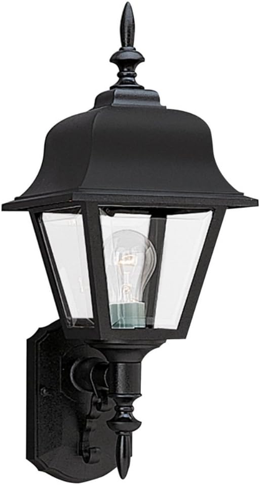 Generation Lighting 8765-12 One-Light Outdoor Wall Lantern with Clear Beveled Acrylic Panels, Black Finish | Lumora