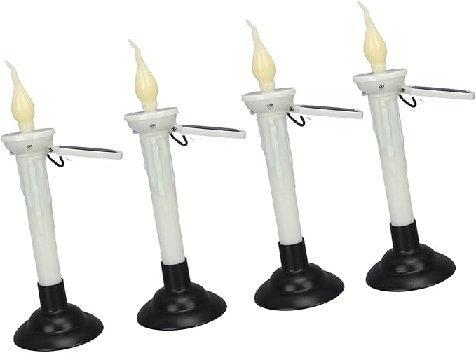 ViaGasaFamido 4pcs Solar Pathway Lights Outdoor Landscape Lights Tapered Candles Flickering Warm Yellow Light for Garden Yard with Bracket