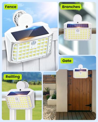Clip on Solar Lights Outdoor, Motion Sensor Fence Lights