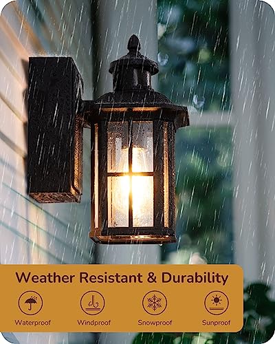 EDISHINE Motion Sensor Dusk to Dawn Outdoor Wall Lights with GFCI Outlet