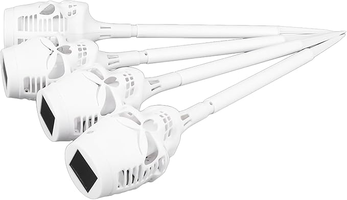 4Pcs Skull Light Solar Torch Light with Flickering Flam, Solar Halloween Lights, IP65 Waterproof, Solar Pathway Lights for Outside Garden Yard Patio Pathway Halloween Decoratrions