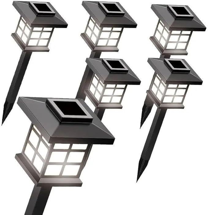 Solar Outdoor Lights,IP55 700MA LED Solar Lights Outdoor Waterproof, Solar Walkway Lights Maintain 10 Hours of Lighting for Your Garden, Landscape, (White Light -6)