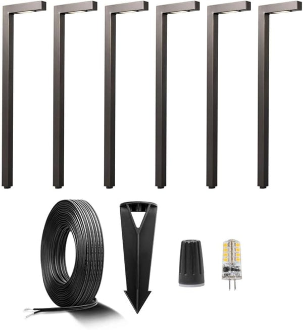 Gardenreet Brass Low Voltage Path Lighting Kit (6 Pack Path Lights) with 100 Feet Cable and 30Pack Wire Connectors | Lumora