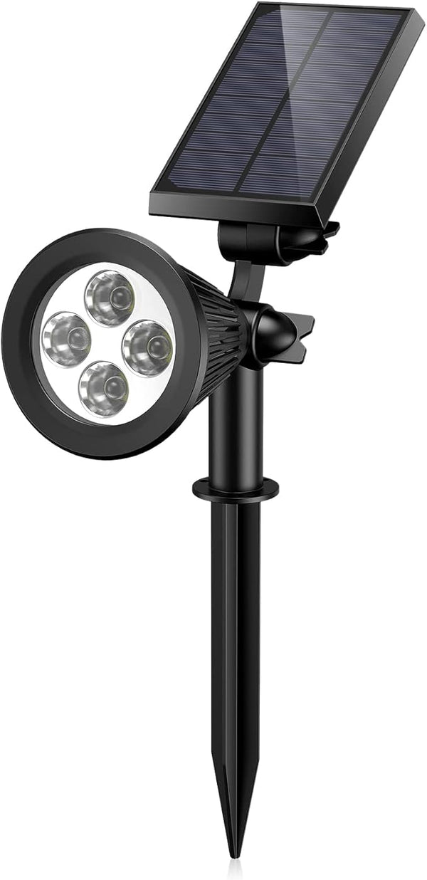 AMIR Solar Spotlights Outdoor Upgraded, Waterproof 1 Pack Security Landscape Lights 4 LED, Adjustable Solar Garden | Lumora