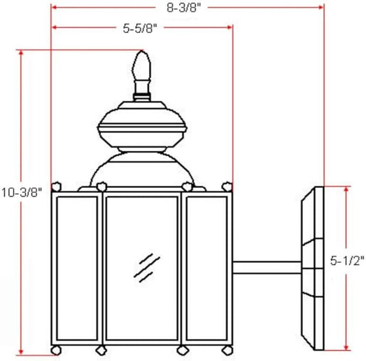 Design House 501833 Augusta 1-Light Traditional Indoor/Outdoor Wall Light Dimmable Clear Glass for Entrance Porch Patio, Solid Brass