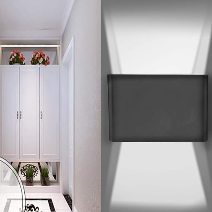 12W LED Wall Lamp Outdoor Square COB Balcony Lighting for Homes Bars Cafes Porches Aluminum Alloy Black | Lumora