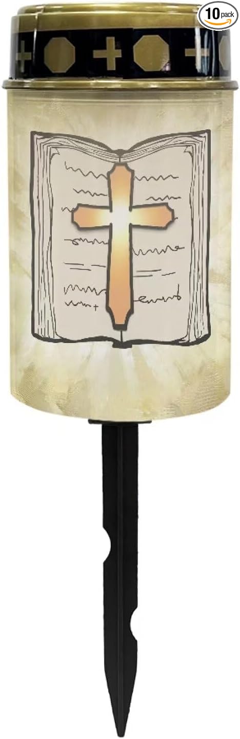 Bible Solar Light Outdoor Waterproof Lantern Walkway Solar Powered Cross Flameless Candle Led Light Solar Lights | Lumora