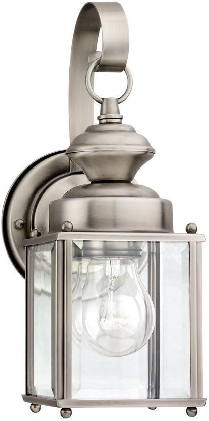 Generation Lighting 8456-965 Jamestowne Outdoor Wall Lantern Outside Fixture, One - Light, Antique Brushed Nickel | Lumora