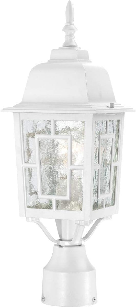 Nuvo Lighting 60/4927 Banyon One Light Post Lantern 100 Watt A19 Max. Clear Water Glass White Outdoor Fixture, 6.1 | Lumora